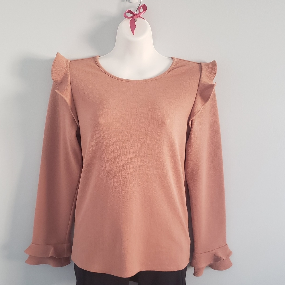 Express Top w/ Ruffle Shoulder and Wrists
